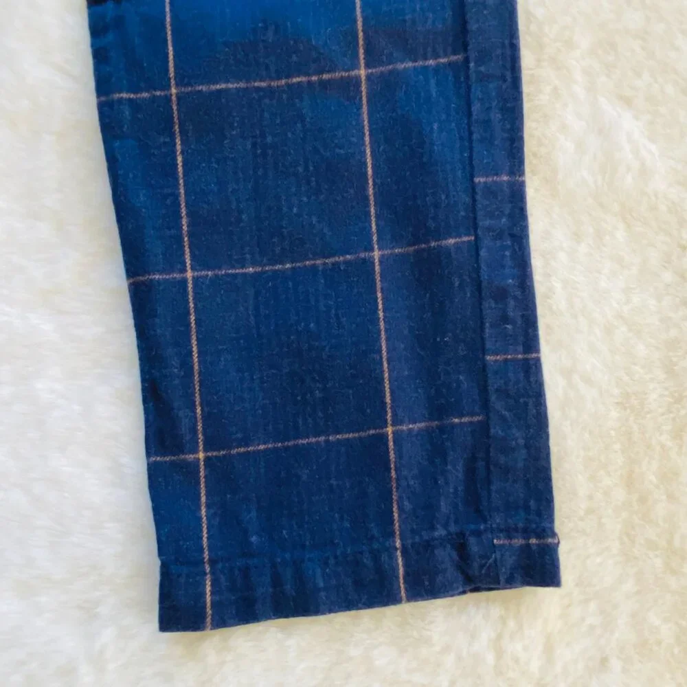 Gymboree slim navy blue plaid pants girl's size 8 academia preppy